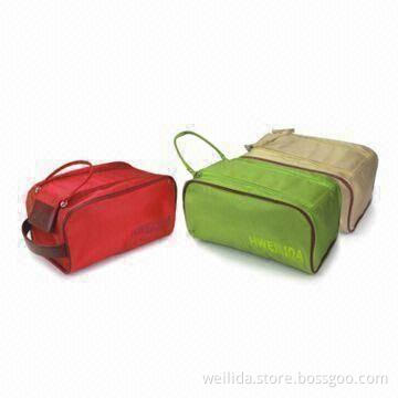 Fabric Cosmetic Bags with Double Zipper Closure and Short Handle